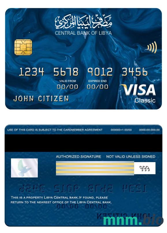 Libya Central Bank visa klasyczny karta przykład w formacie PSD